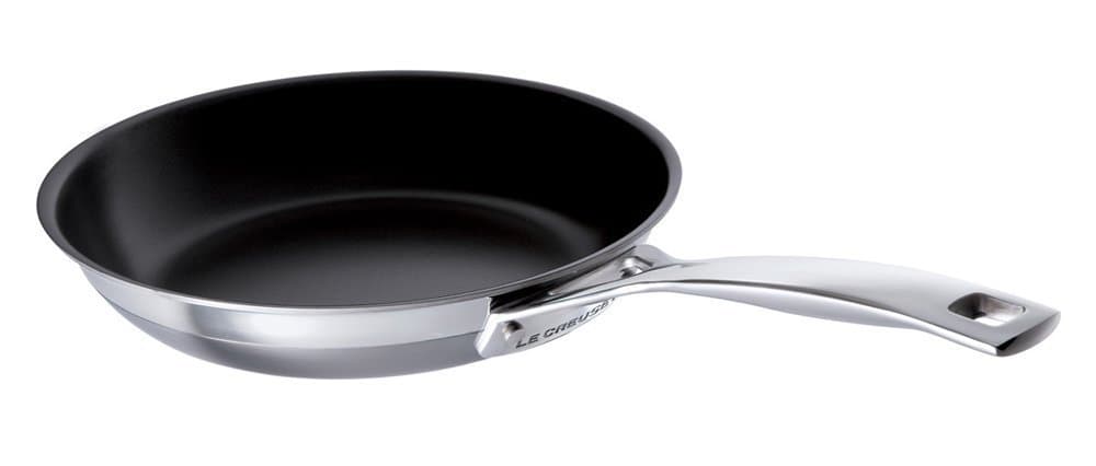 Le Creuset Antihaftbeschichtete Bratpfanne aus 3-ply Edelstahl, Ø 20 cm, Für alle Herdarten inkl. Induktion geeignet, Silber, 96201320001000 20 cm Antihaft