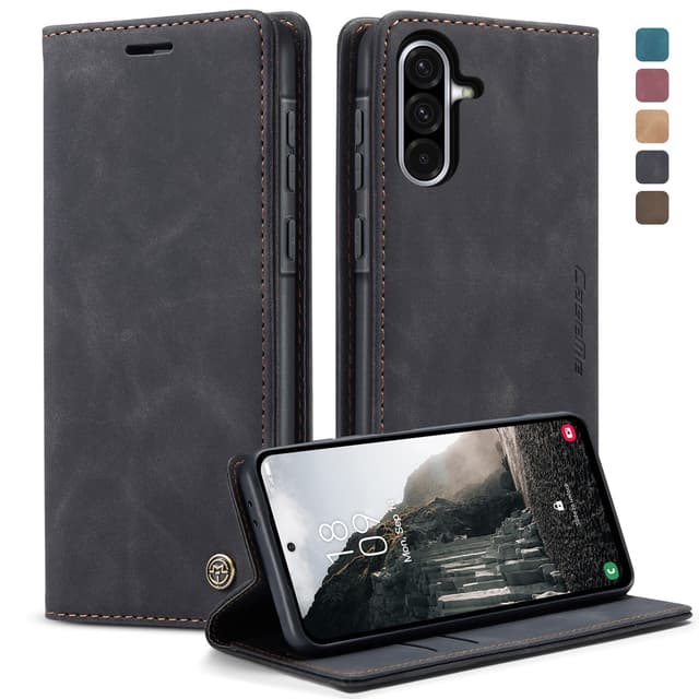 owlhold Handyhülle Samsung Galaxy A56 5G hülle Galaxy A56 klapphülle Premium PU Lederhülle Faltbare Handytasche Schutzhülle Kartenfach Standfunktion hülle Samsung Galaxy A56 5G - Schwarz Samsung Galaxy A56 Schwarz