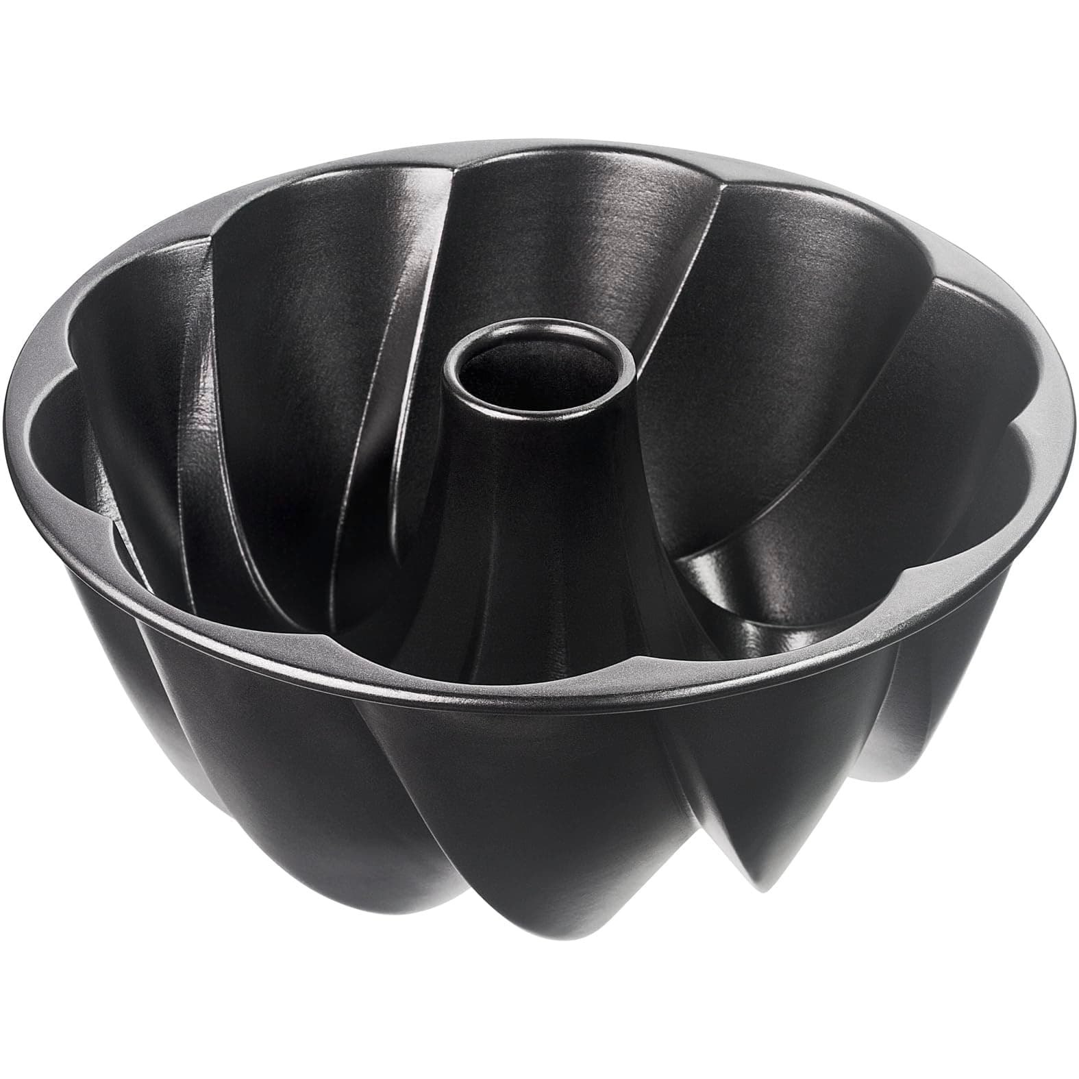 Original Kaiser Inspiration Design-Gugelhupfform 25 cm, Kuchenform mit geschwungener Oberflächenstruktur, Aluminiumguss, antihaftbeschichtet, schwarz, 25.5 x 25.5 x 11.5 cm
