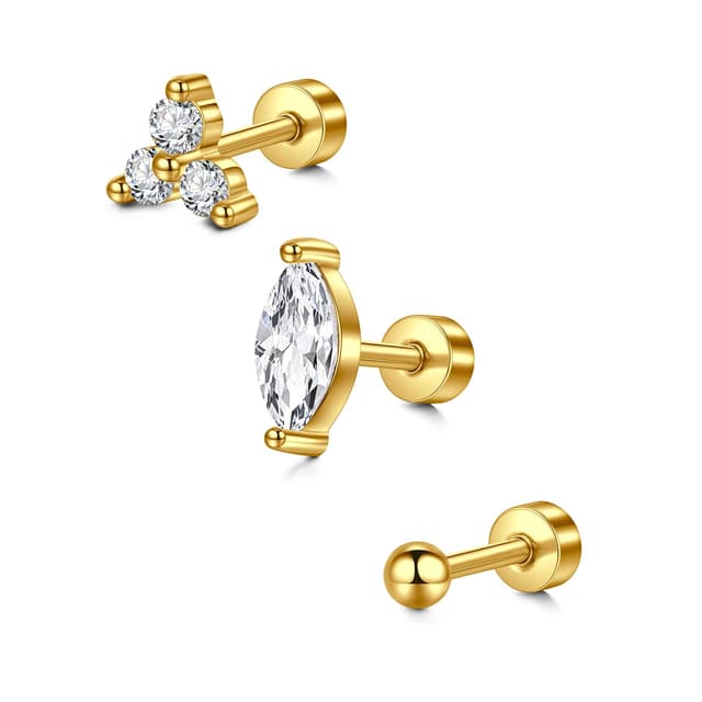 Briana Williams 3pcs Helix Piercings Edelstahl 16G CZ Tragus Piercing Ohr Knorpel Ohrringe Ohrstecker Piercing Schmuck