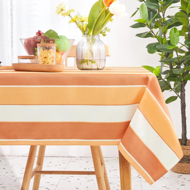 Deconovo Lotuseffekt Tischwäsche maschinenwaschbare Tischdecke wasserdichte pflegeleicht Tischtuch Tischschutz Elegante Tischdecken für Küche strapazierfähige, 130x130 cm, Orange, 1 Stück 130 x 130 cm (Quadratisch) Orange