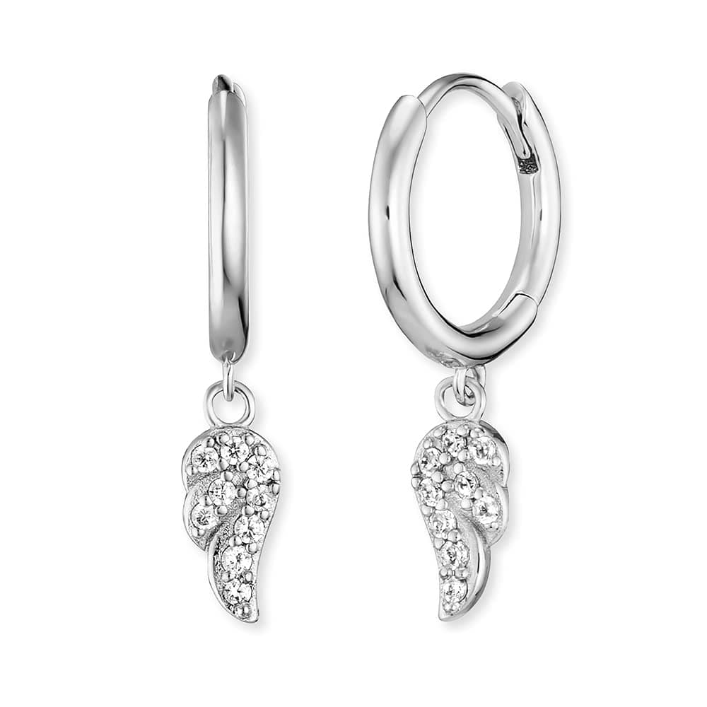 Engelsrufer Damen Creole aus Sterling Silber mit beweglichen Flügeln - Clipverschluss - nickelfrei