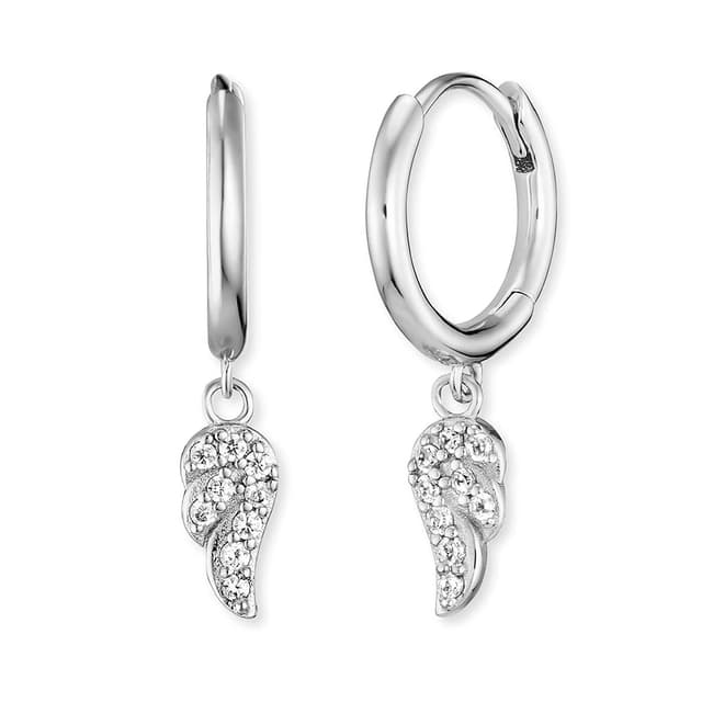 Engelsrufer Damen Creole aus Sterling Silber mit beweglichen Flügeln - Clipverschluss - nickelfrei
