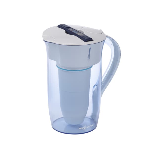 ZeroWater 5-Stufige Filterkanne für Trinkwasser mit 2,4 L - NSF-Zertifizierte Wasserfilter Kanne, um Blei, Andere Schwermetalle und PFOA/PFOS zu Reduzieren - in Weiß und Blau