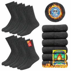 SOXCO Thermosocken für Herren und Damen - Warme Wintersocken, 6er Pack 39-42 Kohlengrau (6 Paare)