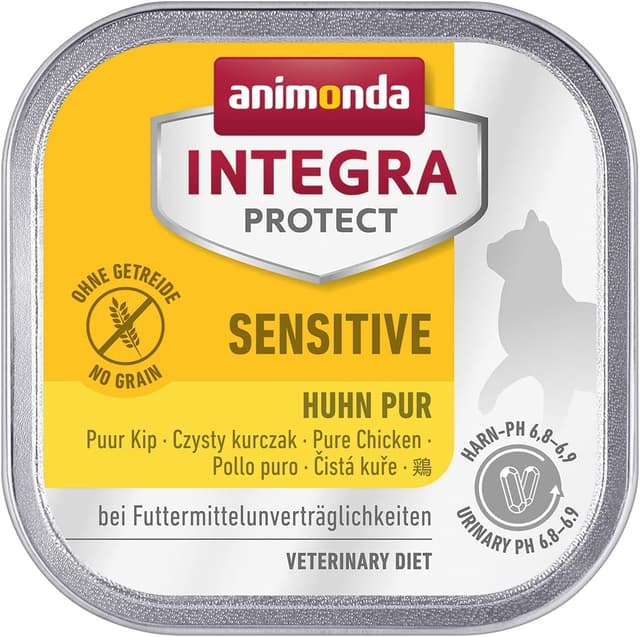 animonda INTEGRA PROTECT Sensitive Huhn Pur (16 x 100 g), Katzen Diätfutter bei Futtermittelallergie, sensitives Katzenfutter für allergische Katzen, Katzennassfutter ohne Getreide Sensitive mit Huhn 100 g (16er Pack)