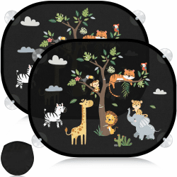 Mngevcy 2er Set Sonnenschutz Auto Baby mit UV Schutz, 44x36.5 cm Autofenster Sonnenblende für Kinder mit 8 Saugnäpfen&Süßen Tier Motiven (Forest Animals) Waldtiere Angebot bei HelloDeals
