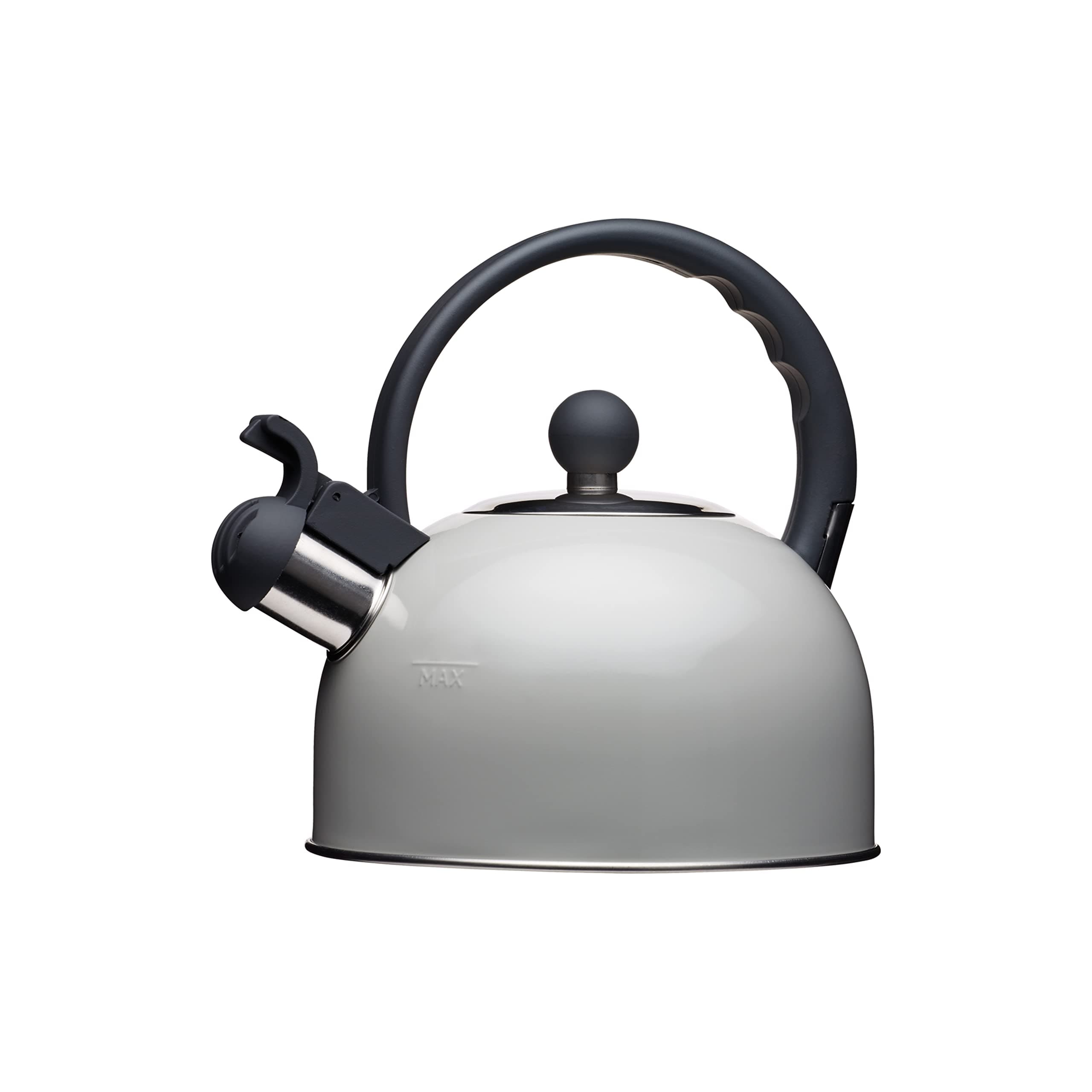 KitchenCraft Living Nostalgia Pfeifenwasserkocher, für Induktionskochfeld, Metall, 1.3L, French Grey Grau