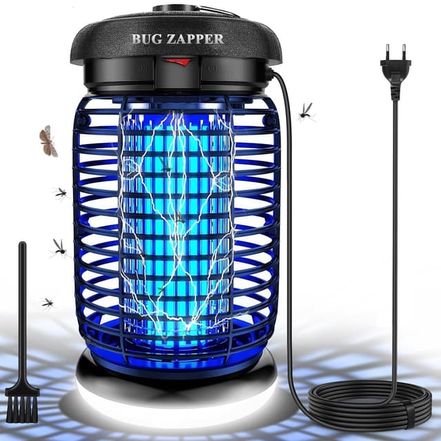 WUEAOA Insektenvernichter elektrisch mit LED Lampe, 4200V 15W UV Mückenlampe, Fliegenfalle elektrisch mückenfalle für Innen Außen, IPX4 wasserdichte, Insektenlampe für Mücken, Fliegen, Motten 1,5M Kabel 02