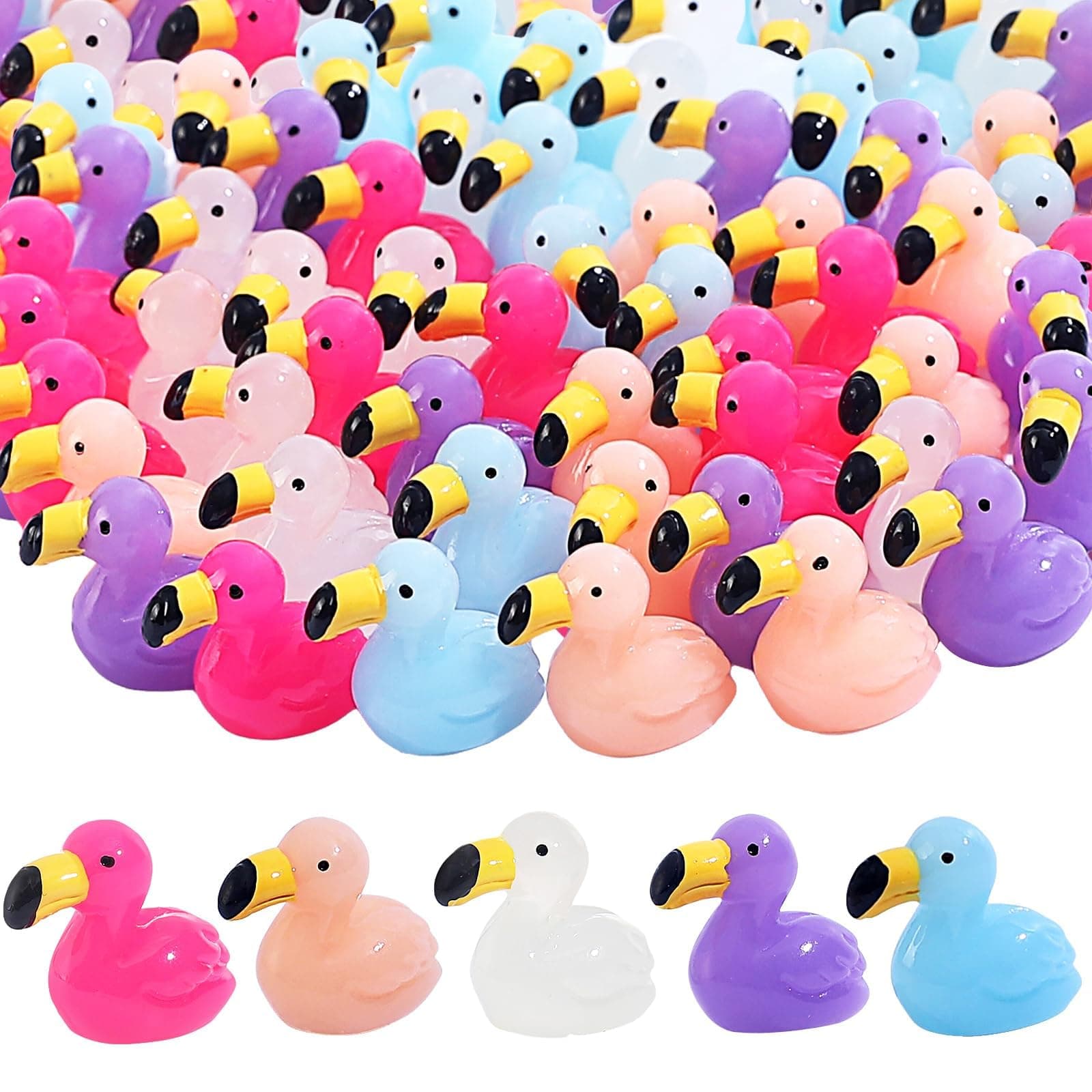SALGIA Mini Flamingo, 25pcs Flamingo Figuren Klein,Flamingo Deko Figuren, Geeignet für Puppenhaus, Mini-Landschaft, Kuchen, Aquarium-Dekoration, DIY-Zubehör(C)