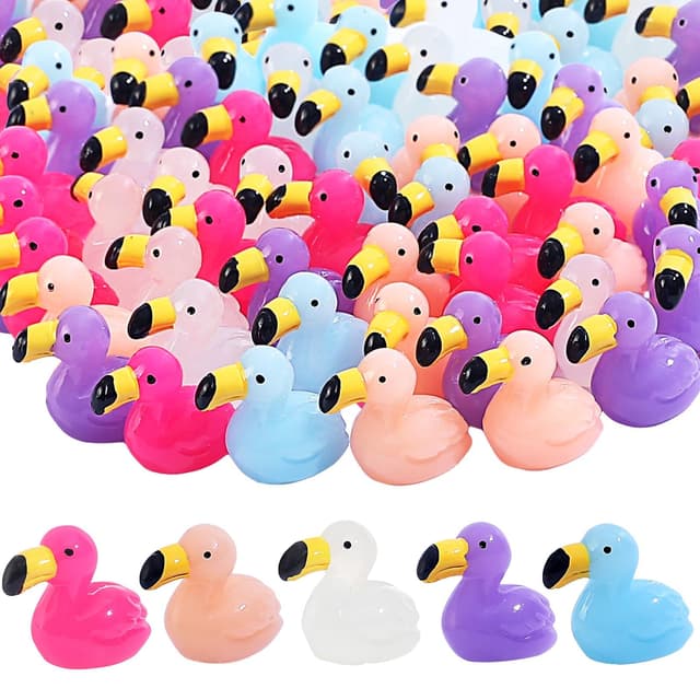 SALGIA Mini Flamingo, 25pcs Flamingo Figuren Klein,Flamingo Deko Figuren, Geeignet für Puppenhaus, Mini-Landschaft, Kuchen, Aquarium-Dekoration, DIY-Zubehör(C)