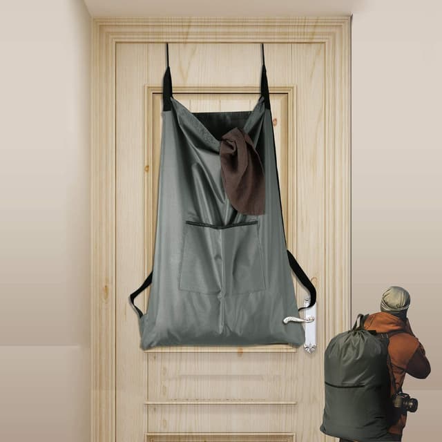 INGSUSLAY Camping-Wäschesack, zum Aufhängen an Wäschesack, Reise-Wäschesäcke, Tür-Wäschesack und Tür-Wäschekorb für Schmutzwäsche (76,5 x 51 cm, Grau)