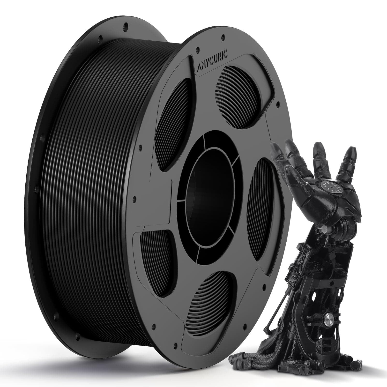 ANYCUBIC PLA Filament 1.75mm Schwarz, Wiederverwendbare Spule PLA, 1KG 3D Drucker Filament, Vakuumverpackung, Intelligente Identifikation