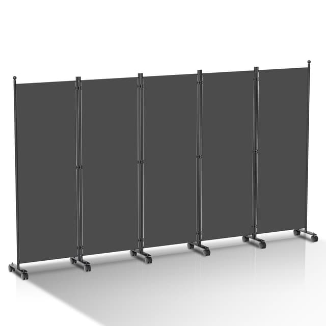 Vigevee Paravent Raumteiler Klappbar Freistehend Trennwand auf Rollen - Umkleide Sichtschutz Raumtrenner 5 Teilig 284x181 cm für Büros, Balkon - Anthrazit 284x181cm 5 tig Anthrazit