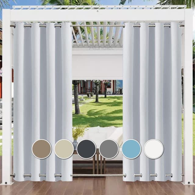 Aiyaoo Outdoor Vorhang mit Ösen 275x235cm BxH (1 Stück), Sichtschutz Balkon Sonnenschutz Breite Kompatiblität für Terrasse Veranda Pergola Gartenlaube, Weiß H235 x B275 cm (1er Pack) Weiß