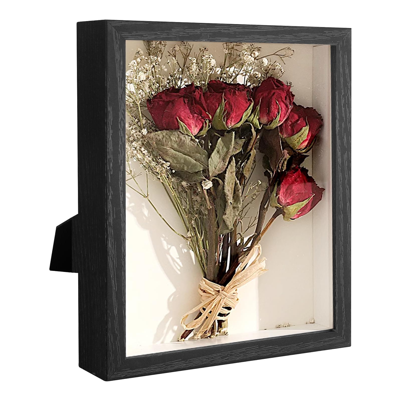 YHNDECO 3D Bilderrahmen 15x20cm Bilderrahmen tief Holzobjekt Rahmen zum 3D Füllen Bilderrahmen Tiefe Box mit Glasscheibe für Wandbehang oder Desktop Familienerinnerungsgeschenke(Schwarz)