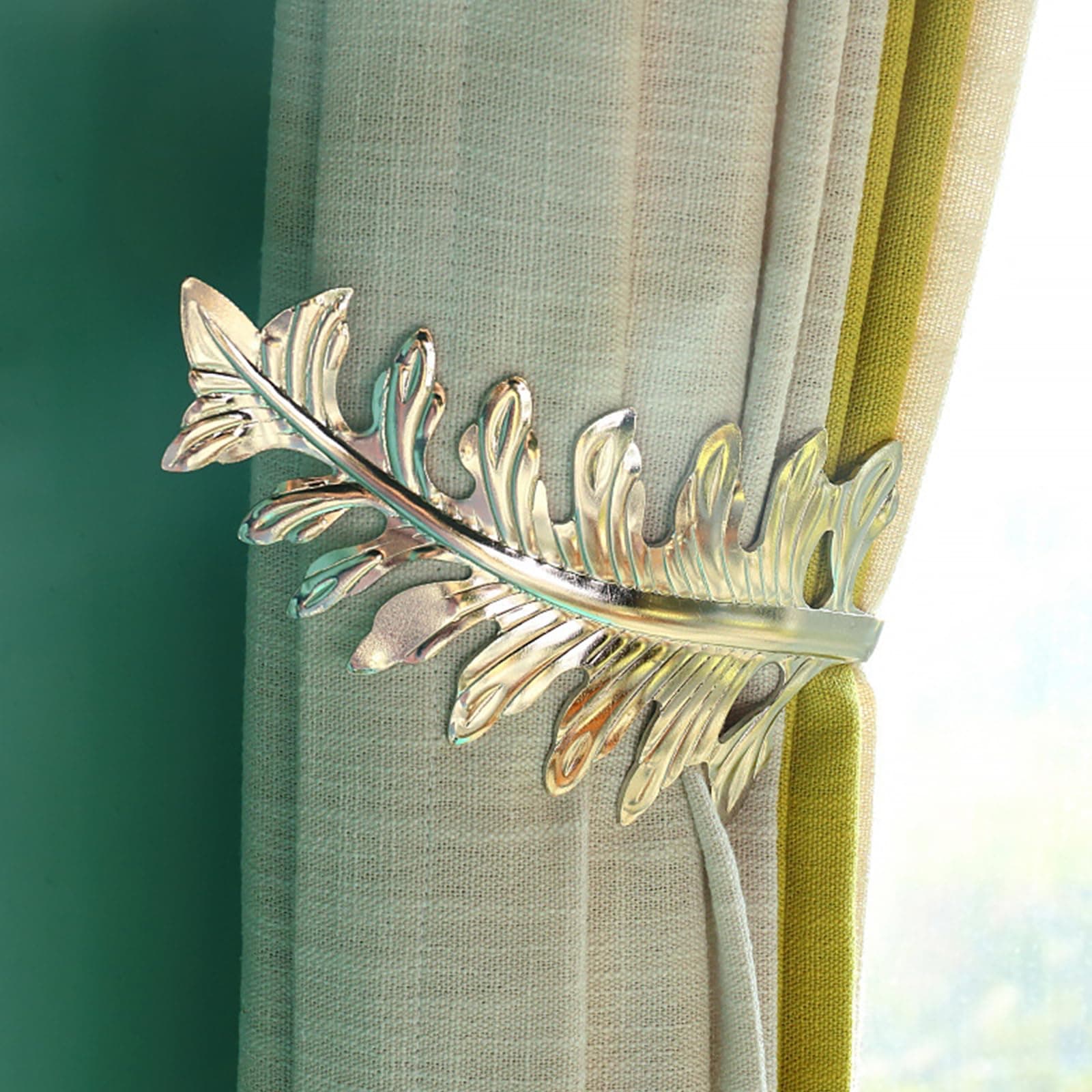 MoYouno 1 Paar Vorhanghalter,Raffhaken für vorhänge,Großer Vintage-Blatt-Vorhang-Raffhalter,Raffhalter für gardinen, Retro-dekorativer Vorhanghalter,Raffhalter für vorhänge (Silber) Silver