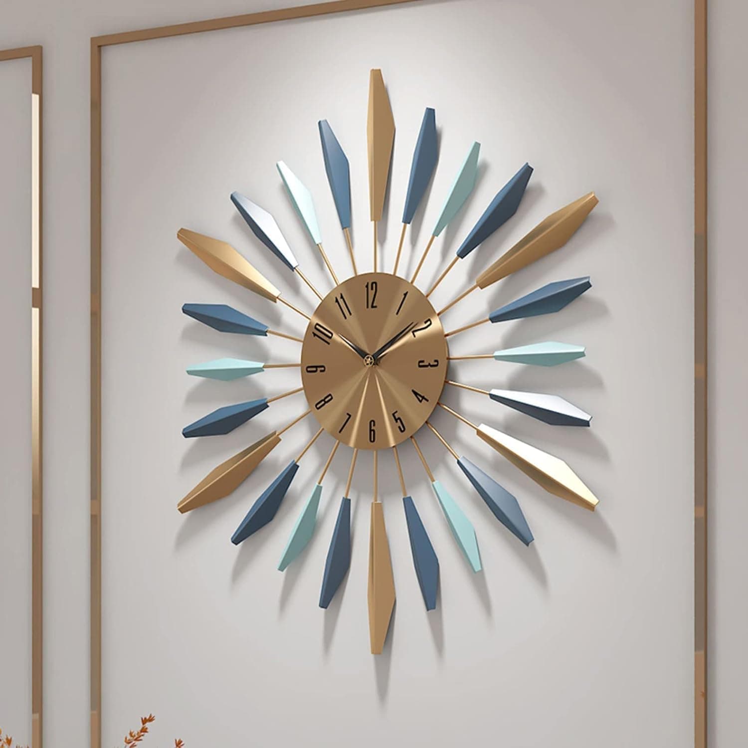 GANDDOBE große Wanduhr Metall dekorativ, 70 cm Mid Century Silent Non-Ticking, Modern Home Dekorationen für Wohnzimmer, Schlafzimmer, Esszimmer, Büro