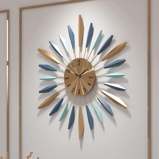 GANDDOBE große Wanduhr Metall dekorativ, 70 cm Mid Century Silent Non-Ticking, Modern Home Dekorationen für Wohnzimmer, Schlafzimmer, Esszimmer, Büro
