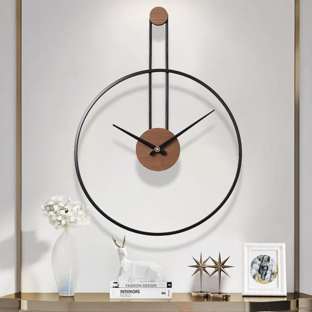 Große dekorative Wanduhr für das Wohnzimmer, Metall & Walnuss Zifferblatt Home Decor Silent Non Ticking Lightweight Uhren für Schlafzimmer, Bauernhaus, Büro Dekorationen, 28.7''×21.6'', Schwarz L Schwarz