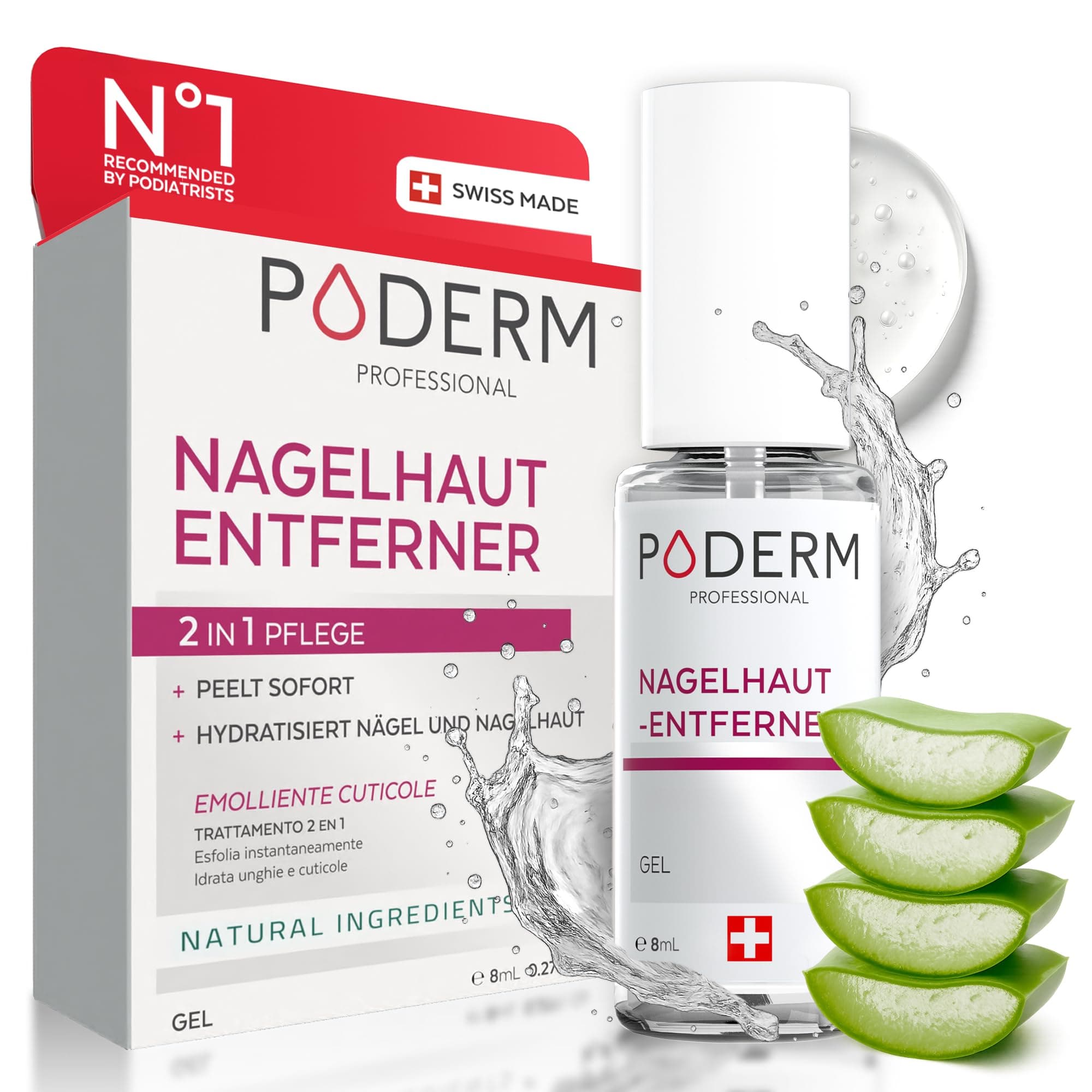 Poderm - Nagelhautentferner 2-in-1 Exfoliert und Hydratisiert die Nagelhaut - Entfernt abgestorbene Hautzellen - Cuticle Remover - Swiss Lab