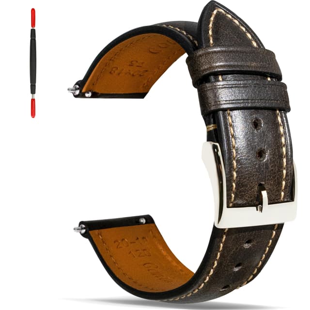 Gomvadr Quick Release Lederarmband, Vintage Öl gegerbt Pull-up Lederband Ersatz Uhrenarmbänder Männer Frauen 16mm 18mm 19mm 20mm 21mm 22mm 24mm
