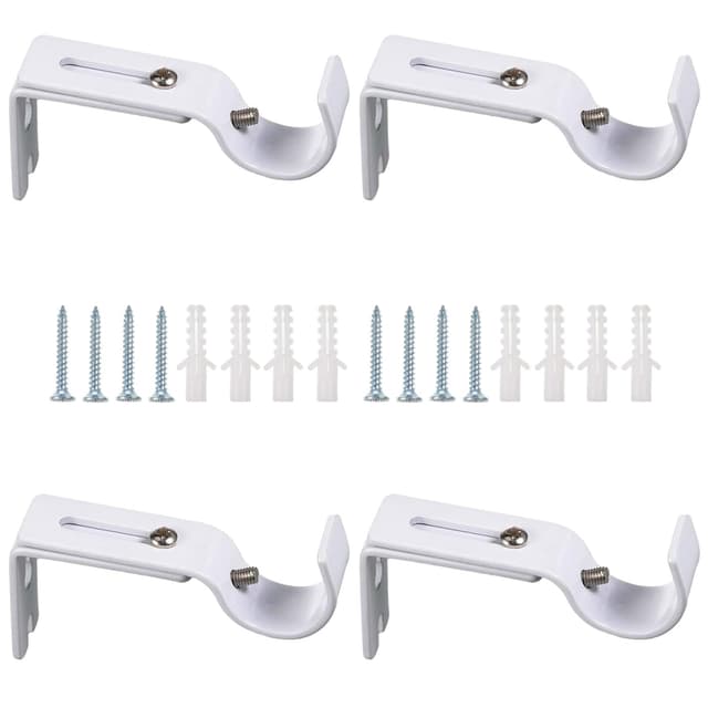 Gardinenstange Halterung Verstellbare, 4 Stück Verstellbare Wandhalterung, Gardinenstangen Halter, Gardinenstangenhalter, mit Schrauben, für Hause Büro, Schrank, Badezimmer 9 x 5.8 x 2.1