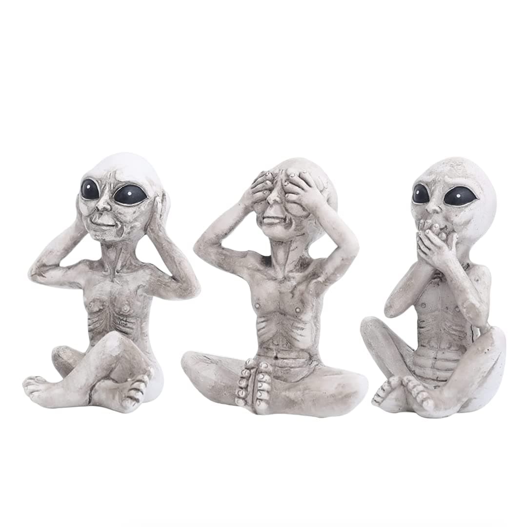 JOPOYOCO Garten-Alien-Statue, DIY Harzfigur Gartendekoration für Terrasse, Rasen, Gartendekoration, Innen- und Außenbereich, Heimbüro, Dekorationen, Kollektion (weiß)