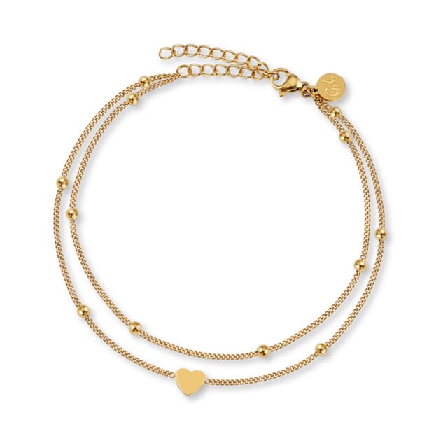 Gd. GOOD.designs EST. 2015 Fußkettchen Herz für Damen - Wasserfest I Mehrreihige Fußkette - Verstellbar I Filigraner Edelstahl Fußschmuck in Gold - Silber - Rosegold - Schwarz