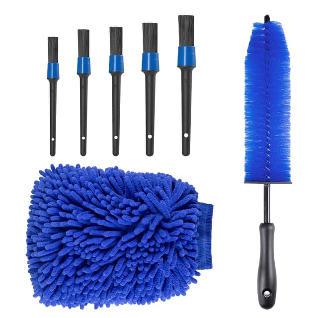 Carehabi Auto Reinigungsset 7PCS Felgenbürste Auto Mikrofaser Detailing Pinsel Reinigungspinsel Auto für Felgenreinigung