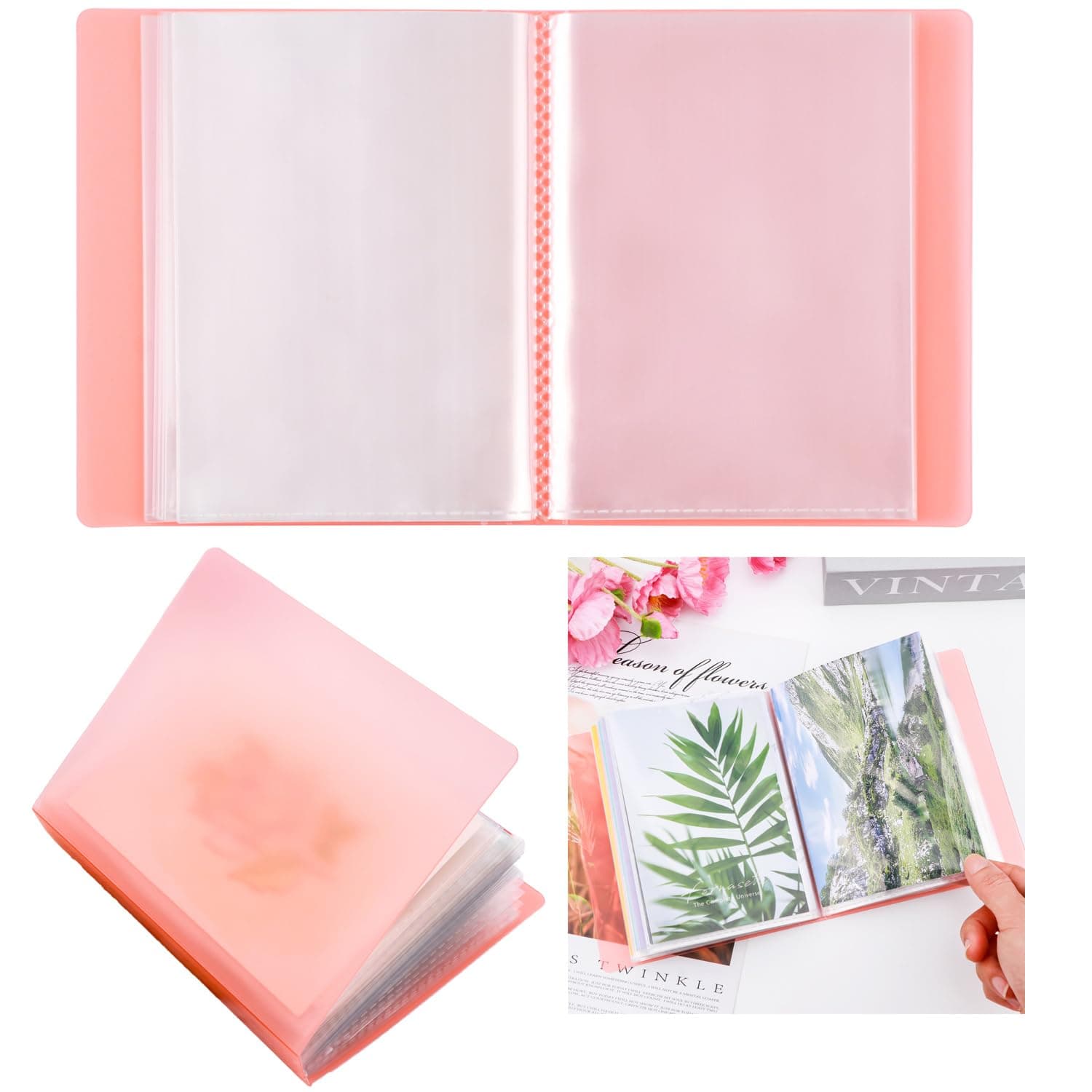 OTCRAFT 40 Seiten/Set A6 Aufkleber Foto Aufbewahrungsalbum; Stempel Stanzformen Aufbewahrungsbuch Organizer Ordner für Postkarten, Aufkleber, Foto, transparente Stempel und Stanzformen, 28,4 x 16,3 cm Orange