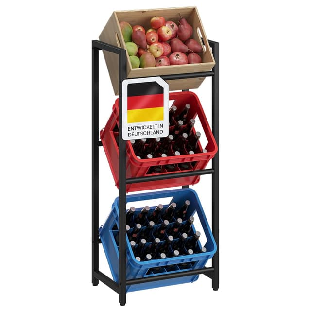 STEELSØN Getränkekistenregal Mystra für 3 Kisten, Getränkeregal aus Metall, Kistenregal HxTxB 115 x 33 x 50 cm, Regal für Getränke schwarz