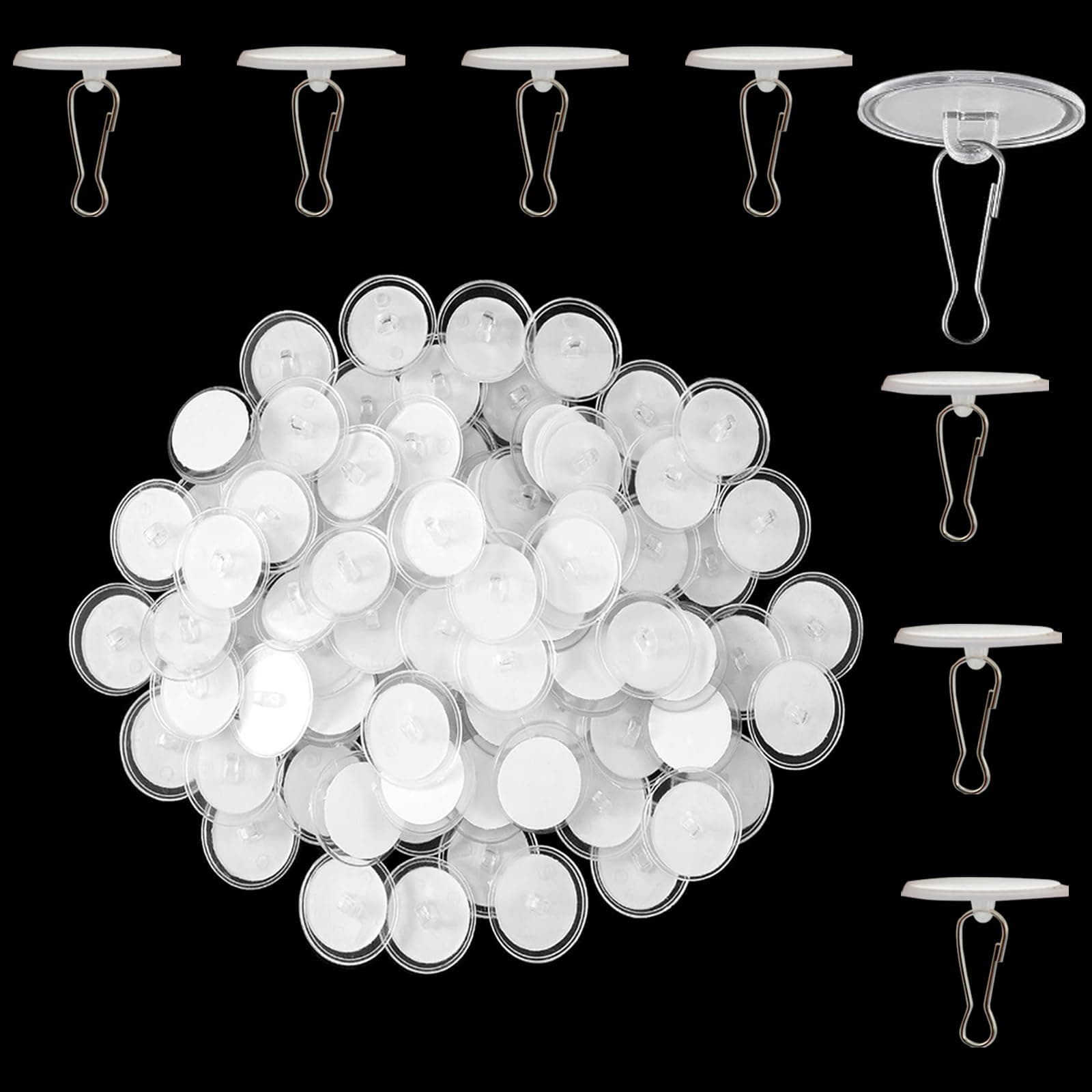 LANGNIDORIS 50 Stück Deckenhaken Selbstklebend, Deckenhaken Ohne Bohren, 20MM Wandhaken ohne Bohren, Klebehaken Decke Dekoration für Küche, Bad, Schlafzimmer Wand, Weihnachtstag, Valentinstag 50PCS