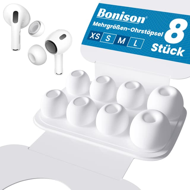 4 Paar airpods pro aufsätze kompatibel mit Airpods Pro 2 Kopfhörer Aufsätze Silikontips mit Loch zur Geräuschreduzierung und tragbarem Aufbewahrungsetui XS/S/M/L Weiß