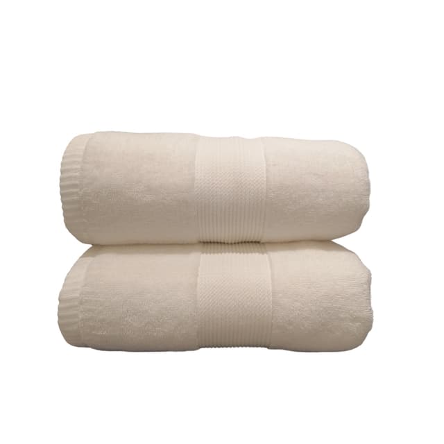 Maisonette Pure Badehandtuch Groß (90x150cm, 2er Pack) - 100% Baumwolle Creme Handtücher für Dusche, Sauna 90X150 Elfenbein