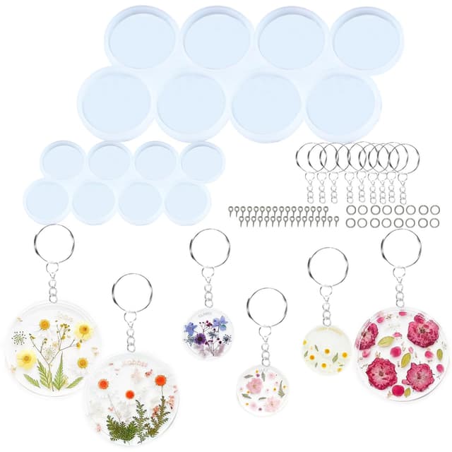 WYAHYQ 2Stück Epoxidharz Formen Rund Schlüsselanhänger Silikonformen für Epoxidharz DIY Anhänger Key Chain Mold