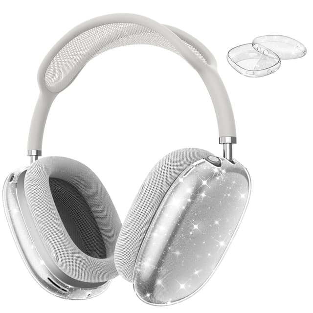 FINTIE Hülle Kompatibel mit AirPods Max (2024/2020) Kabellose Kopfhörer, weiche TPU Klar Anti-Scratch Schutzhülle für AirPods Max (USB-C/Lightning), (Glitzer Klar)