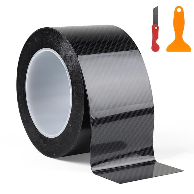 EFUTURETIME Carbon Folie Auto Schwarz Glänzend 7cm X 10m Auto Einstiegsleisten Schutz Selbstklebend Lackschutzfolie für Stoßstange, Kofferraum, Fahrrad, Motorrad, Möbel