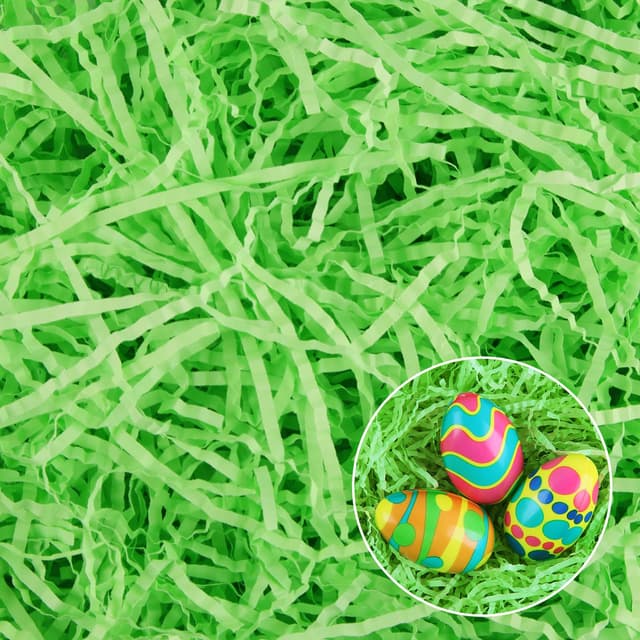 Ostergras Papier, Hillylolly 200g Ostergras Grün, Geschreddertes Papier Füllmaterial, Füllmaterial Geschenk, Ostergras Dekogras für Osterkorb Osternester Oster Geschenkbox -Geschenktüte