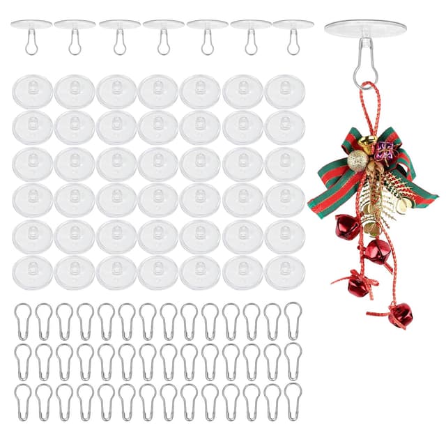 LANGNIDORIS 50 Stück 30MM Transparente Deckenhaken Selbstklebend, Deckenhaken Ohne Bohren, Wandhaken ohne Bohren, Klebehaken Decke Dekoration für Küche, Bad, Schlafzimmer Wand, Valentinstag 50PCS