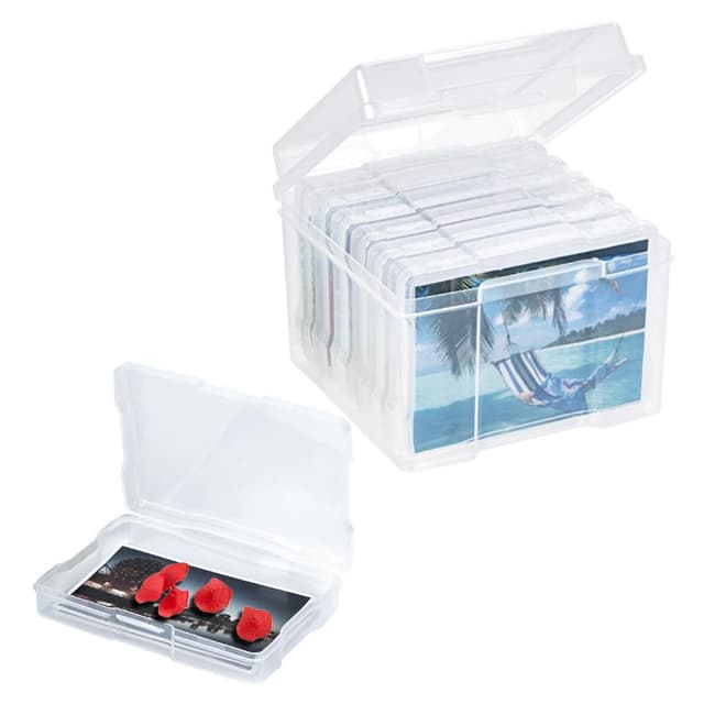 Zasvec Foto Aufbewahrungsbox 1 Stück Aufbewahrungsbox mit 6 Innenboxen Transparent Foto Organizer Kunststoff Fotobox Aufbewahrungsbox Fotoboxen aus Kunststoff für Postkarten Aufbewahrung