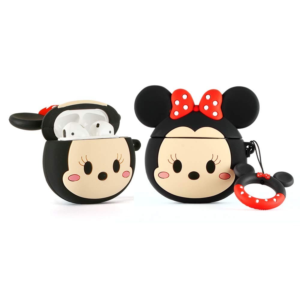 YIGEYI Silikon Hülle Kompatibel mit Airpods 1 & 2 Funny Cute 3D Cartoon Case Cover[3D-Cartoon Benutzerbild-Animationsserie] (Minnie Face)