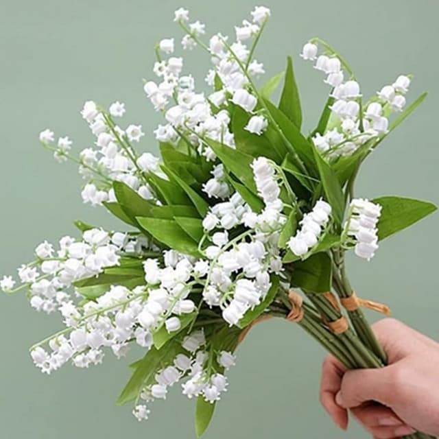 huaao 30pcs Künstliche Blumen Maiglöckchen Weiß, Kunststoffblumen Windspiel Wie Echt 36cm, Blumenarrangement Dekoration für Zuhause, Brautstrauß, Garten, Party, Hochzeit