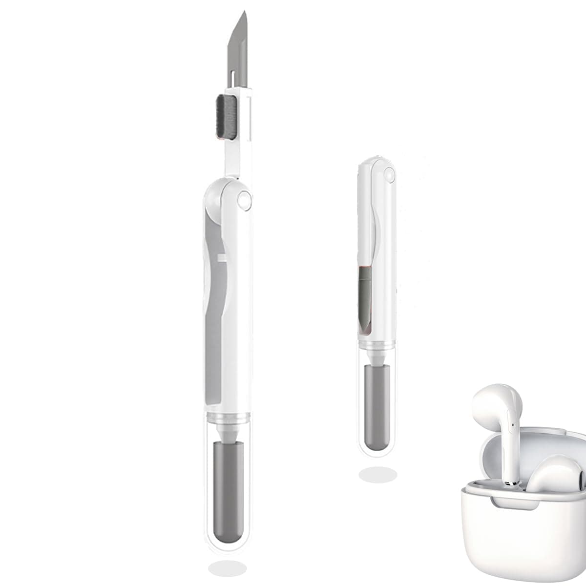 Rluobo Reinigungsset für Airpods, 1-2,3 In 1, Neues Airpods Reiniger mit Memory-Schaum, für Kopfhörer, Handy, Kamera und USB-C Port, Earbuds (Weiß + Grau)
