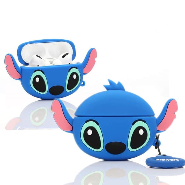 LEWOTE Silikon Niedliche Lustige Abdeckung Kompatibel mit Apple Airpods Pro[DSN-Serie] (Big Ear Stitch Blue)