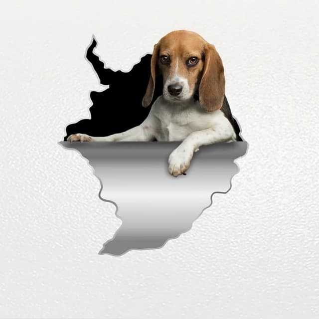3D Beagle Hund Aufkleber, Reißeffekt Reflektierend, Wasserfest, für Auto, Stoßstange, Fenster, Kühlschrank, Heimdekoration (18cm/7.1 Inch)