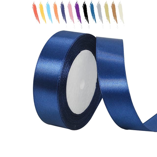 Navyblau 25mm Satinband 23 Meter, Polyesterband, verschönern Sie Ihre Bastelarbeiten und Feiern, ideal für Geschenkverpackungen, Dekorationen, Hochzeitsautoband, Bänder zum Basteln
