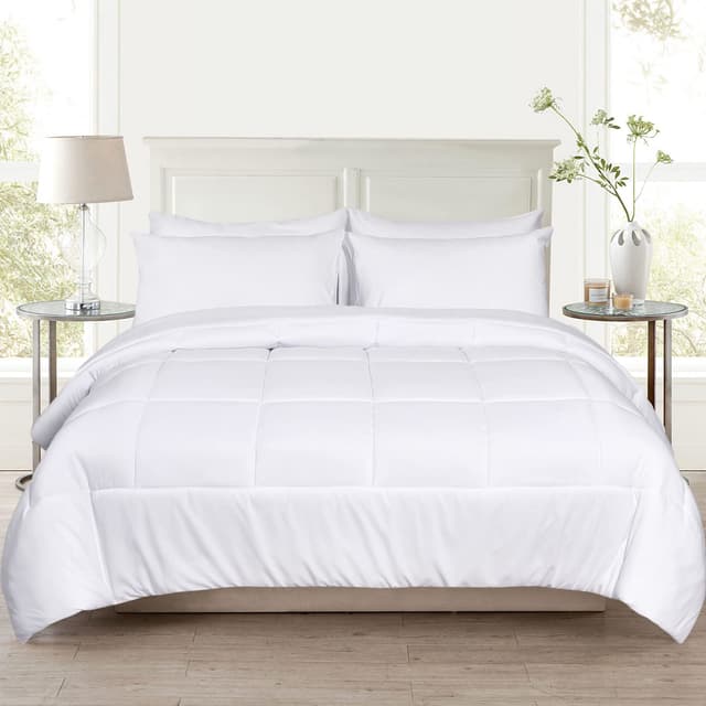 PHF Flauschige Bettdecke 220x240cm, Atmungsaktive Ganzjahresdecke 300GSM Füllung, Super Weich Steppdecke Schlafdecke,Weiß Weiß 220 x 240 cm
