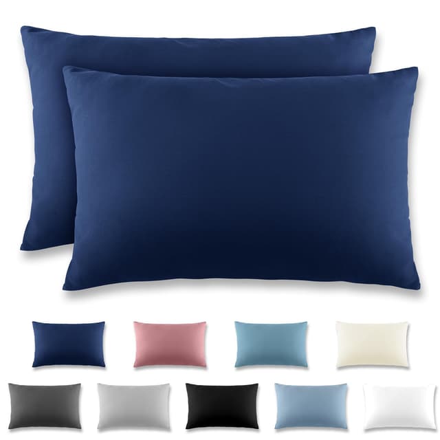 REDKEY Kissenbezug 40x60 cm 2er Set Kopfkissenbezug mit Reißverschluss - Kissenhülle aus gebürstetem Mikrofaser für Kissen,Waschbar bis 40°C Marineblau 40x60cm Marineblau