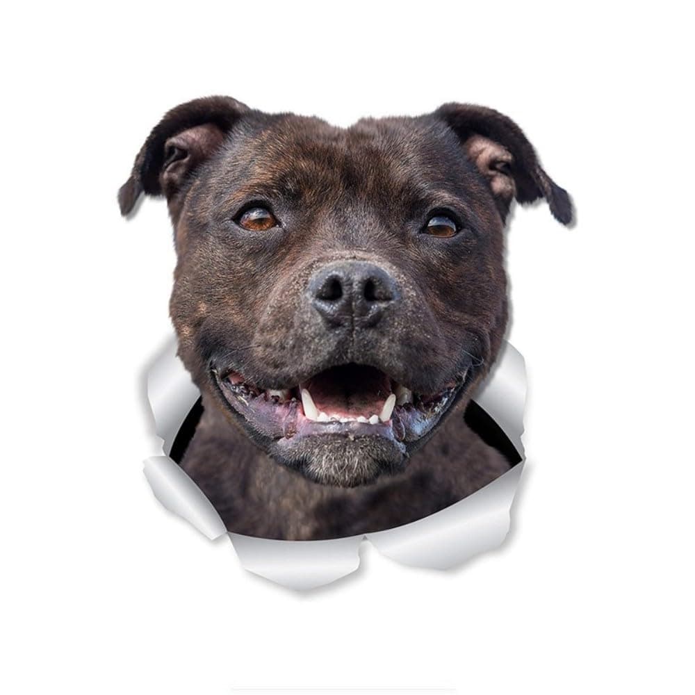 Staffordshire Terrier Reflektierende Aufkleber, 3D Zerrissener Effekt, Lustige Wasserfester Vinyl-Aufkleber für Laptop, Kühlschrank, Auto, Stoßstange (18cm/7.1 Inch)